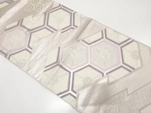 亀甲に若松・花模様織り出し　袋帯